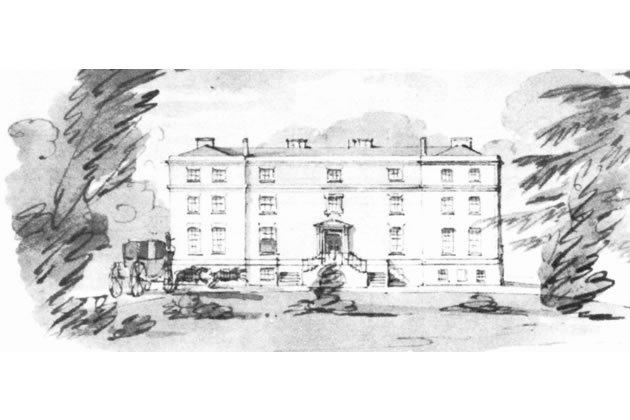Ashburton House, north of Putney Heath, drawn by R.B. Schnebbelie in about 1820. (Collection of Michael Bull)