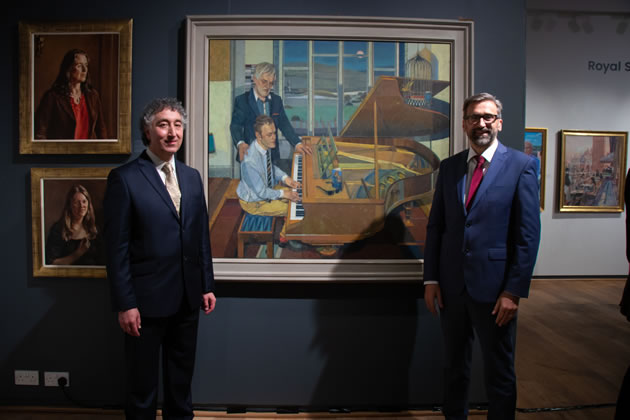 The unveiling of the portrait at the Mall Galleries