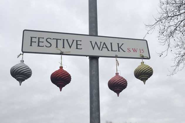 The sign for Festive Walk