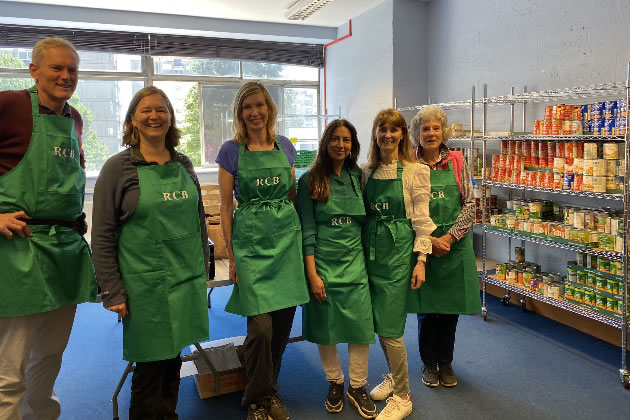 Fleur Anderson (second left) helps out at a local foodbank 