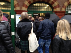 Crowds outside East Putney tube station 