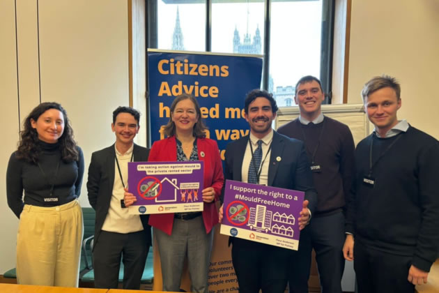 Fleur Anderson (third from left) campaigning for mould free homes