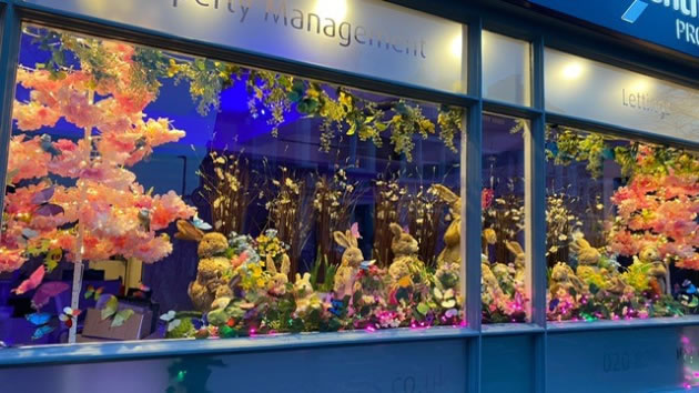 Easter display with bunnies