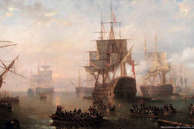 HMS 'Victory' Anchored off the Isle of Wight