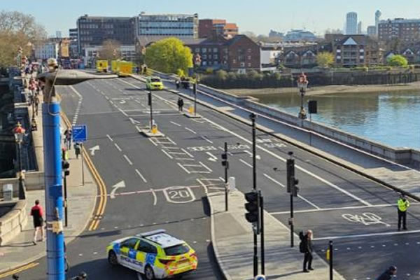 Police on Putney Bridge during the incident